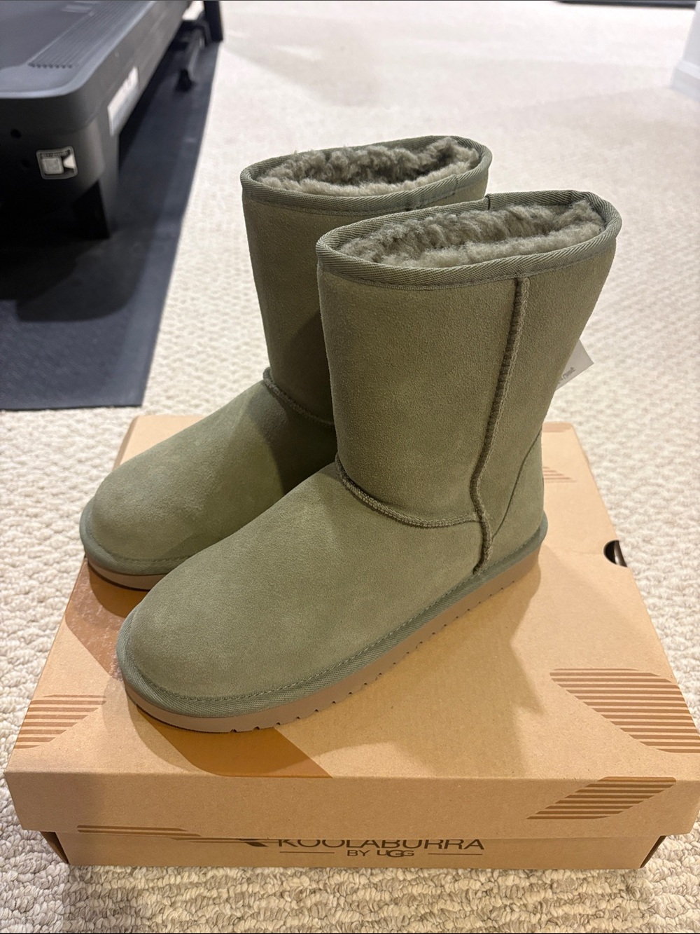 Koolaburra Olive Green Suede-Look Shearling Boots